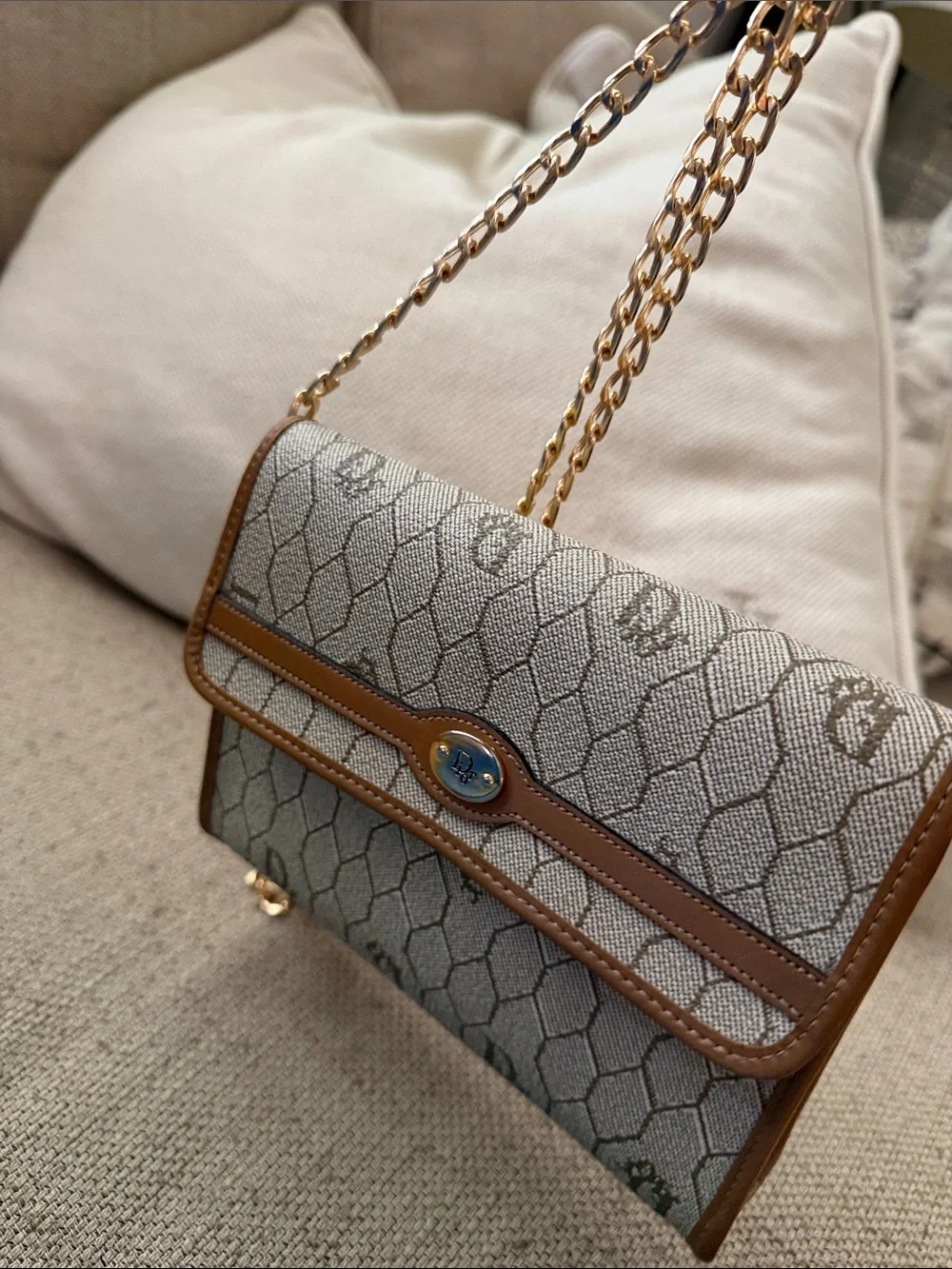 Vintage Christian Dior honeycomb coated canvas